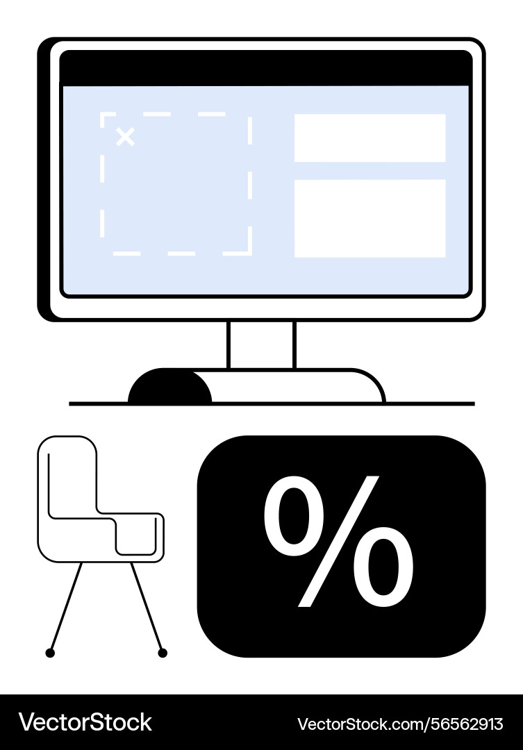 Computer interface with forms office chair Computer interface with forms office chair vector image