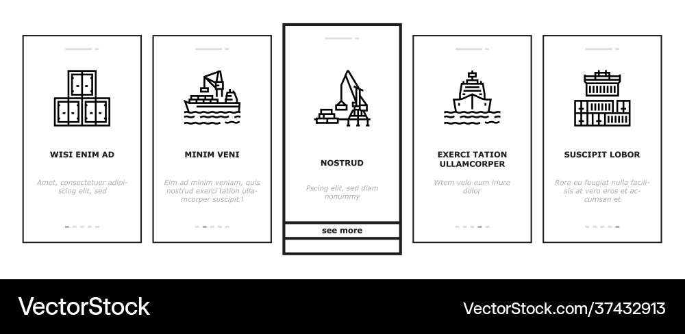 Container port tool onboarding icons set Container port tool onboarding icons set vector image