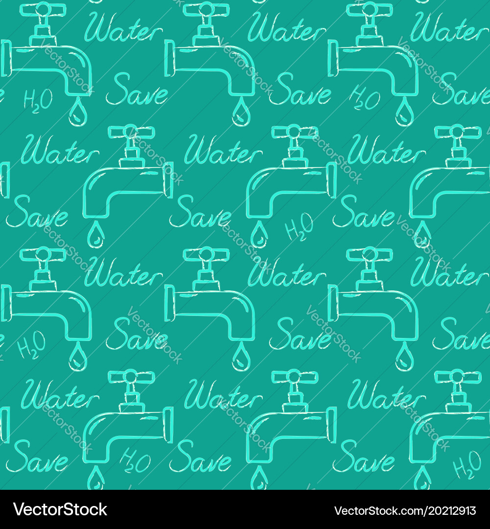 Ecology seamless pattern with save water text vector image