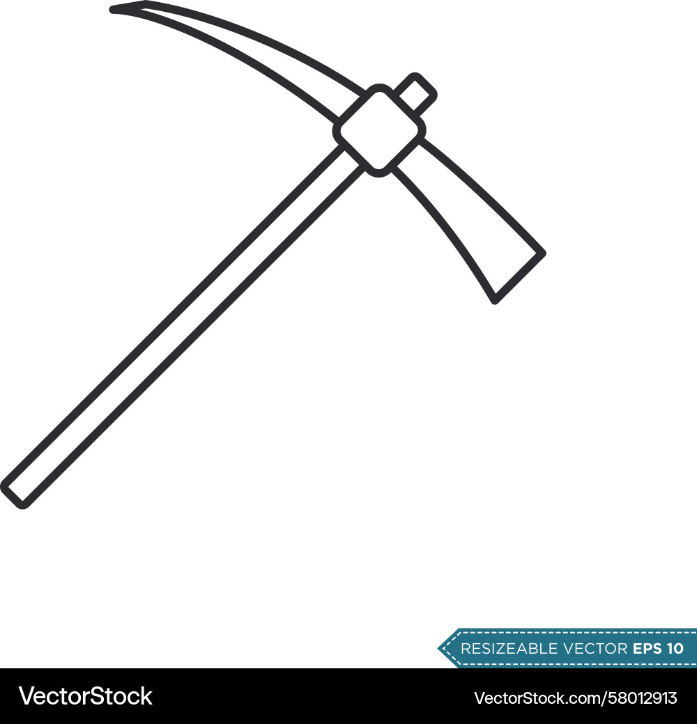Flat Pickaxe Icon - Mining Tool Vector Image