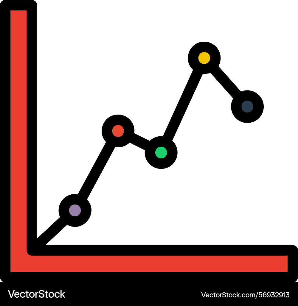Graph line filled style icon design vector image