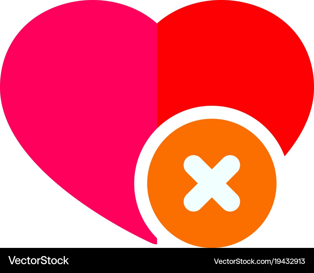 Heart sign icon with delete symbol design element Vector Image