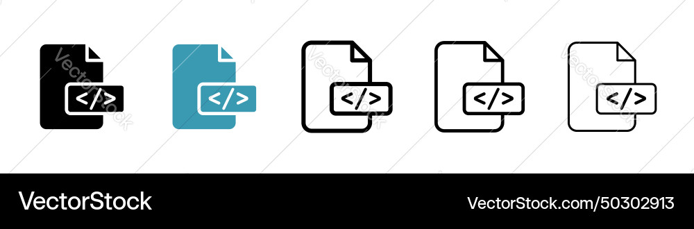 Html script icon set code tag and web programming vector image