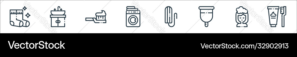 Hygiene routine line icons linear set quality vector image