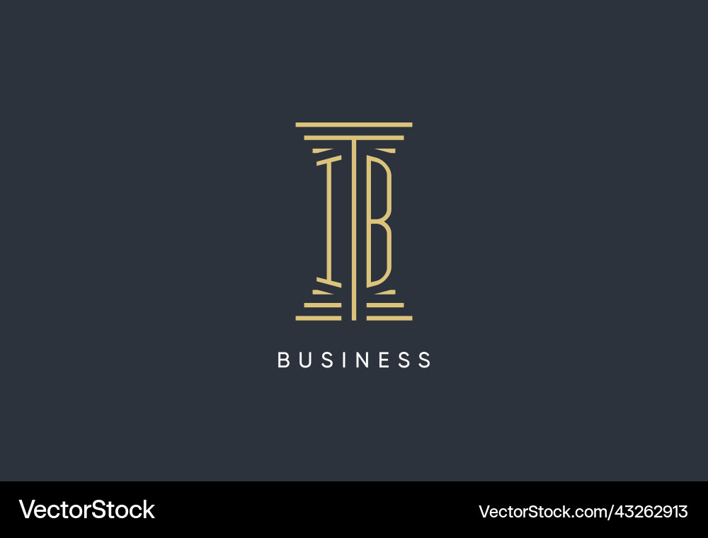 Ib initial monogram with pillar shape logo design Vector Image