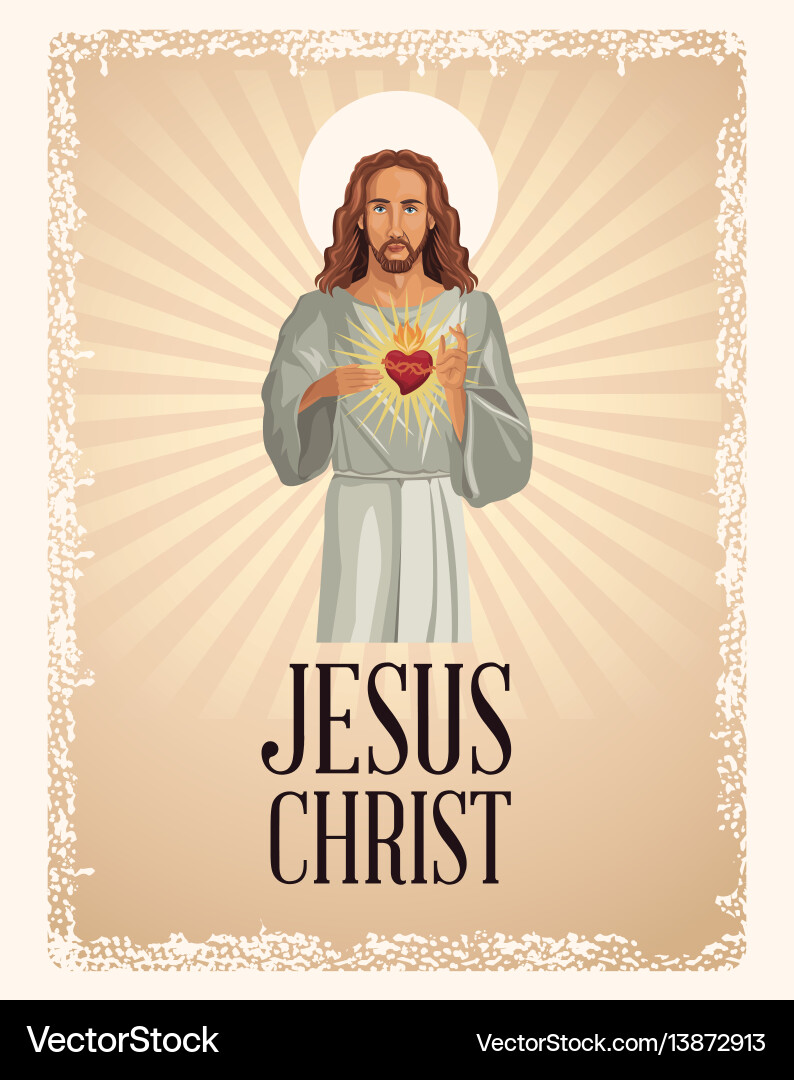 Jesus Christus heiliges Herz Jahrgang Jesus Christus heiliges Herz Jahrgang vektorbild