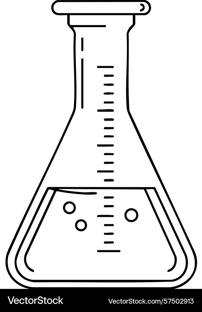Laboratory flask with liquid and bubbles vector image