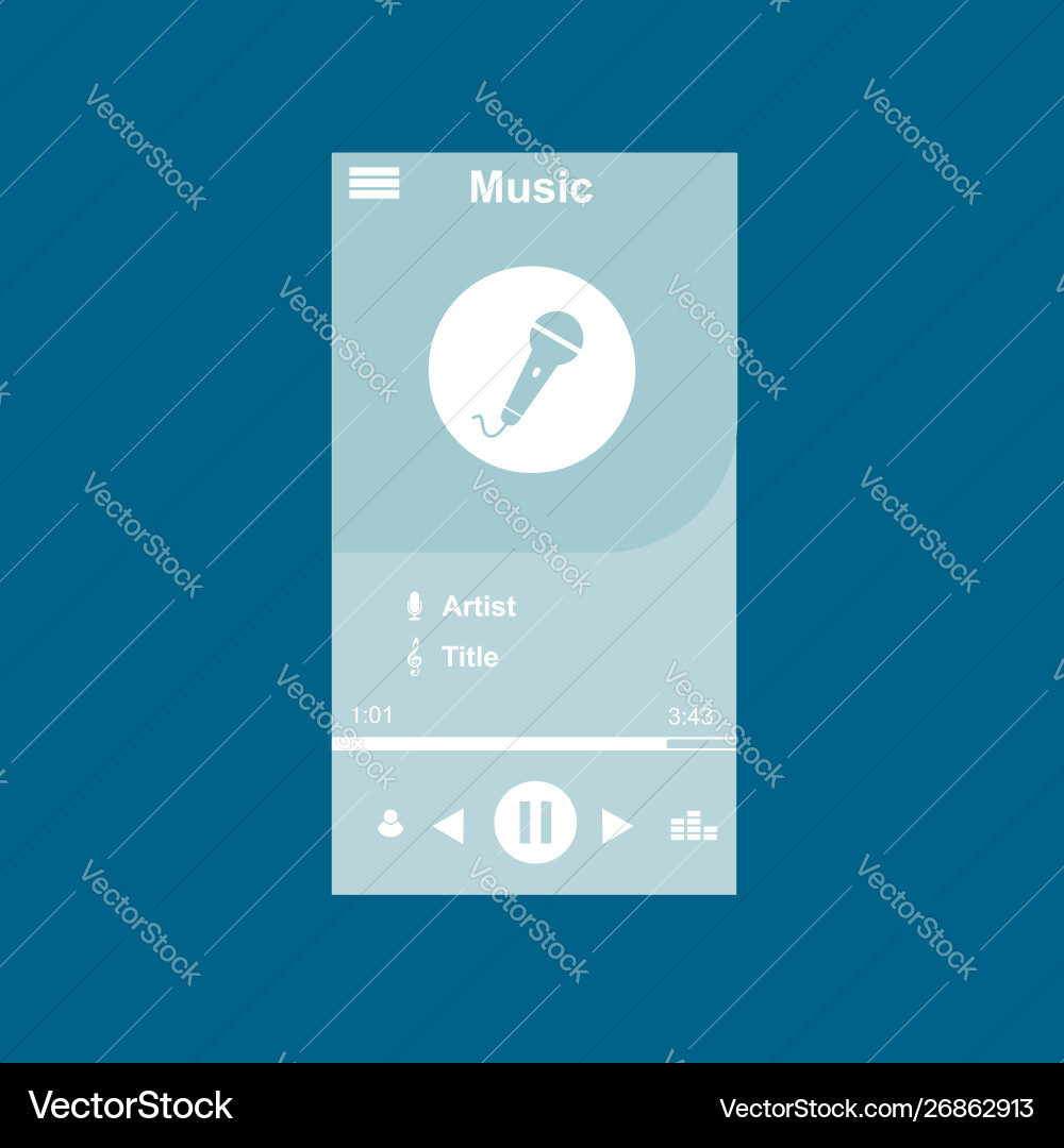 Media player application app template with flat Media player application app template with flat vector image