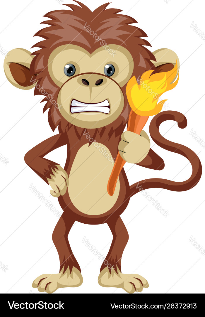 Monkey with torch on white background Vector Image