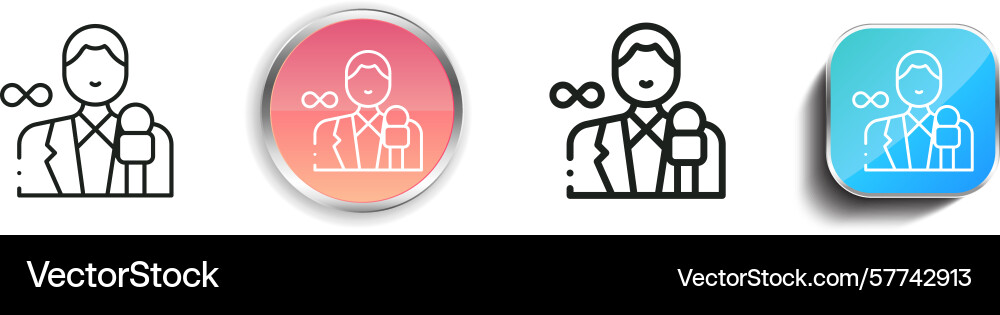 Reporter icon thin linear regular and button Vector Image