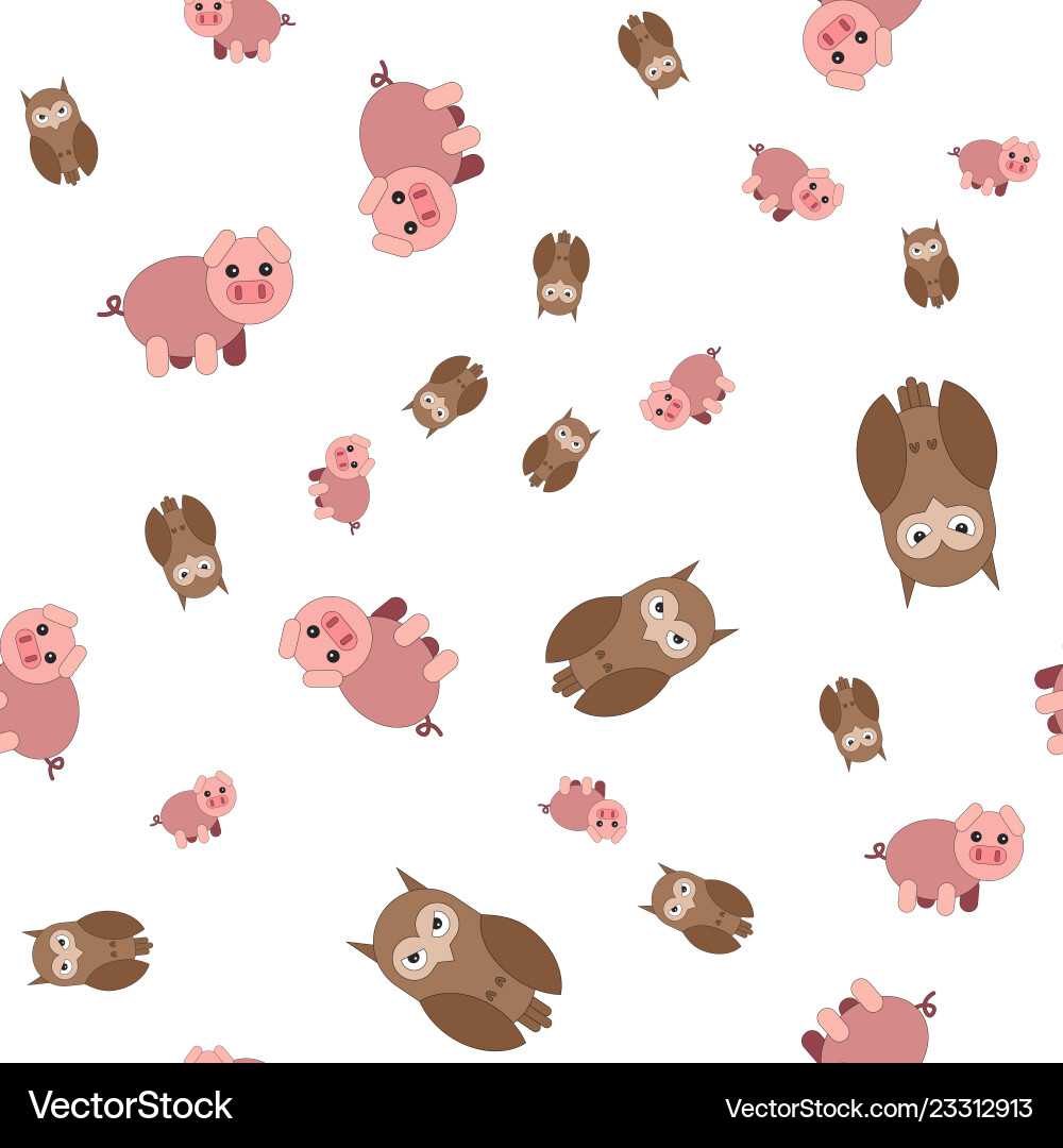 Seamless pattern made of pig and owls Seamless pattern made of pig and owls vector image