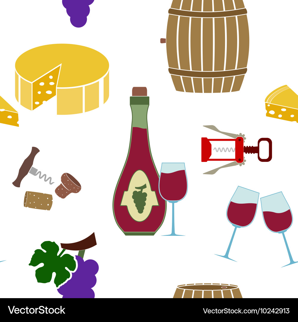 Seamless pattern with wine icons vector image