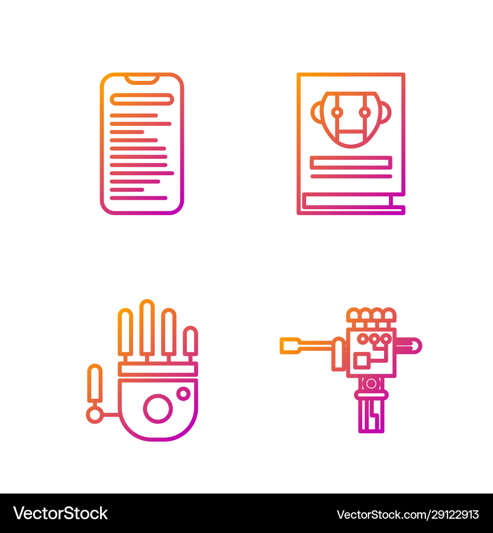 Set line mechanical robot hand and screwdriver Set line mechanical robot hand and screwdriver vector image