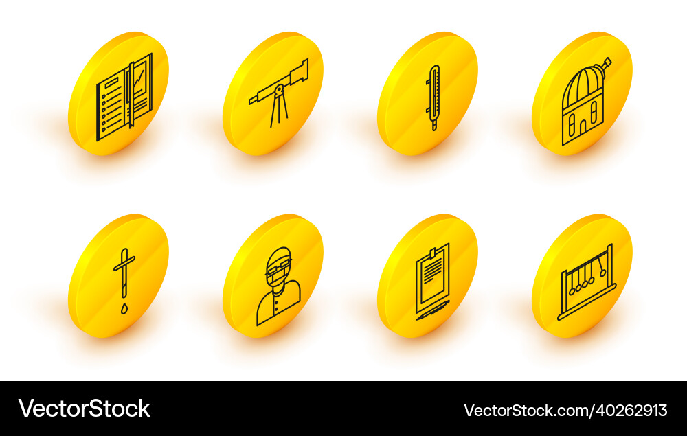 Set line pendulum clipboard with document vector image