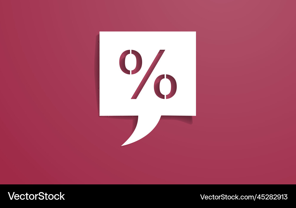 Speech mark with the image of percentage Vector Image