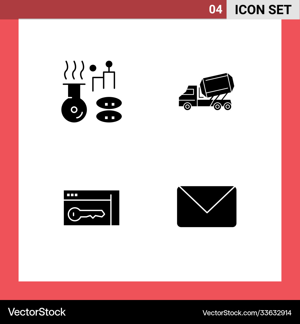 4 universal solid glyphs set for web and mobile Vector Image
