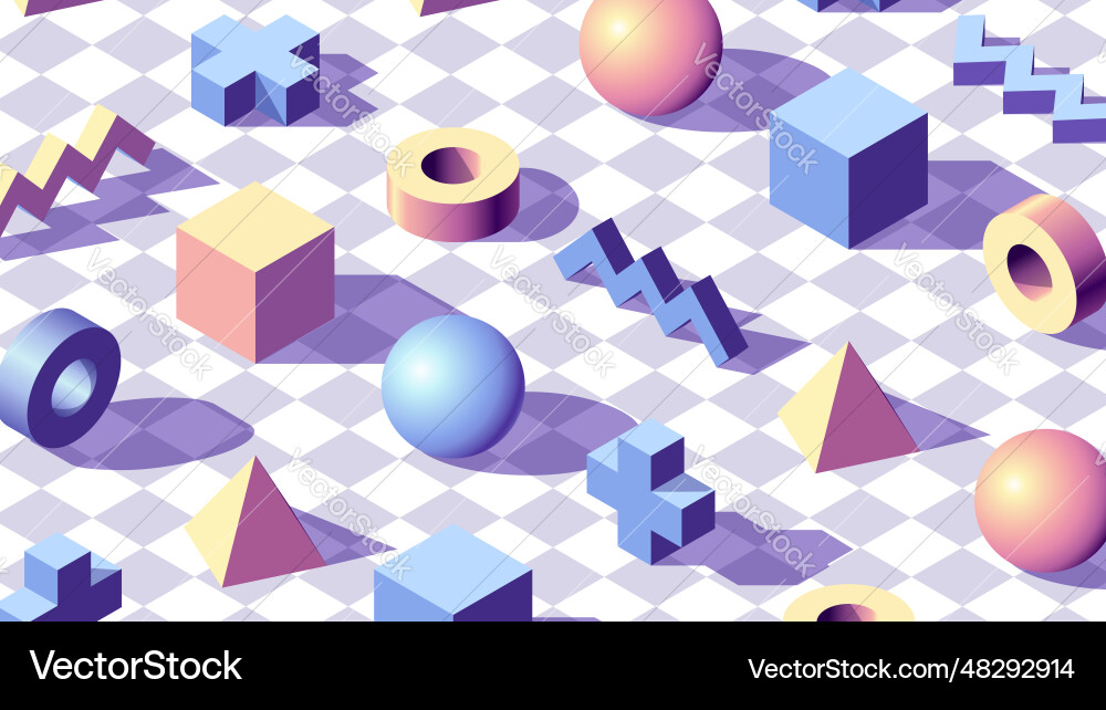 Abstract background with isometric 3d shapes Abstract background with isometric 3d shapes vector image