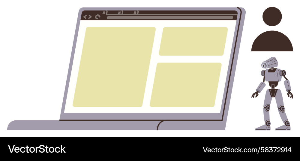 AI Website Interface with Robot Vector Image