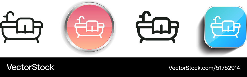 Bathtub icon thin linear regular and button style Bathtub icon thin linear regular and button style Vector Image