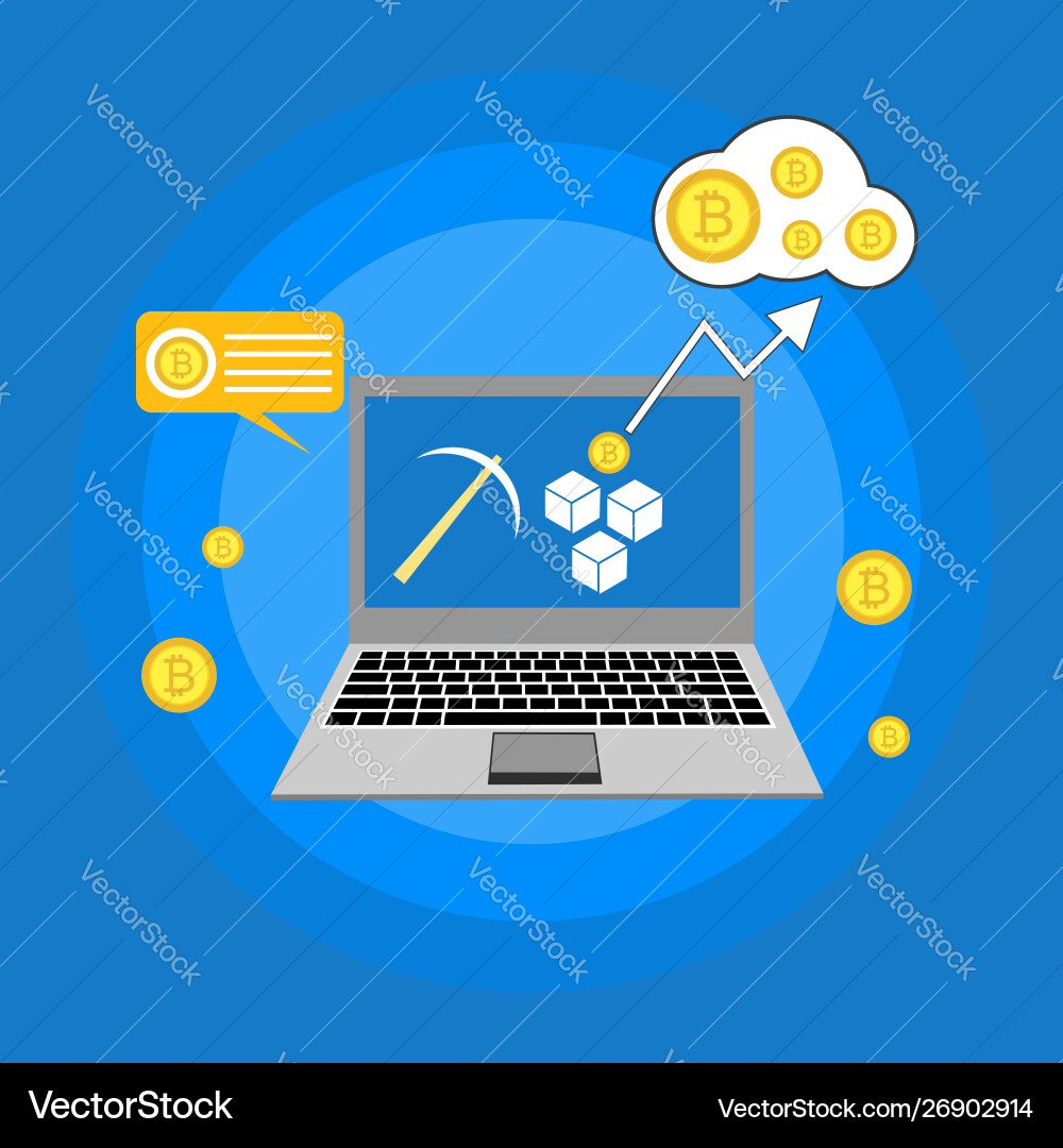 Blockchain scheme mining crypto currency server Blockchain scheme mining crypto currency server vector image