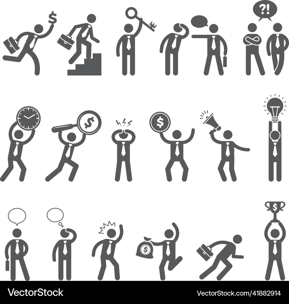 Business figures simple stick characters Vector Image