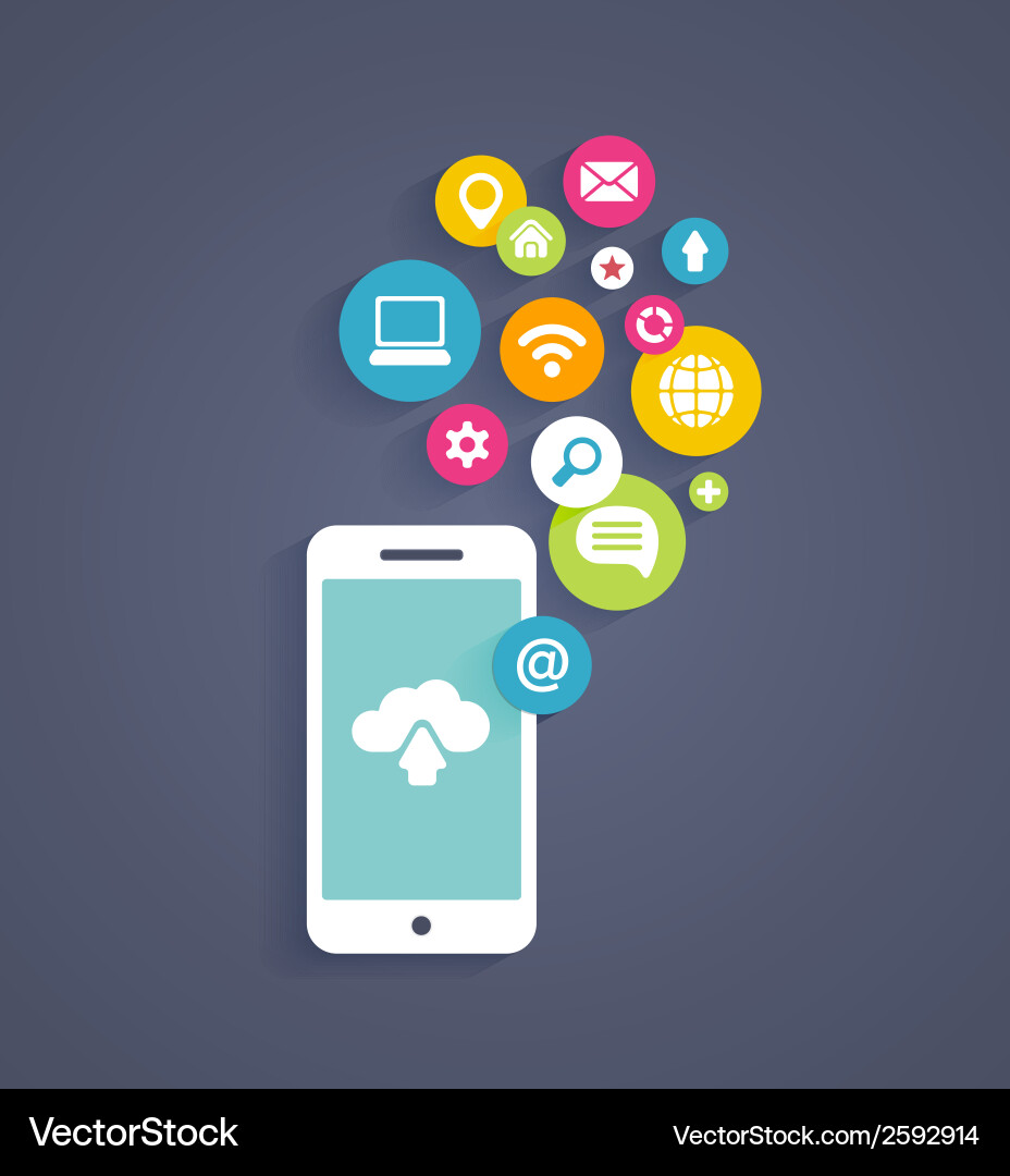 Cloud computing on a mobile phone vector image