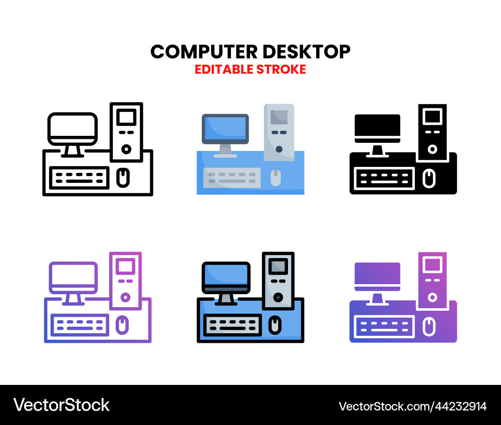 Computer desktop icon set with different style Computer desktop icon set with different style vector image