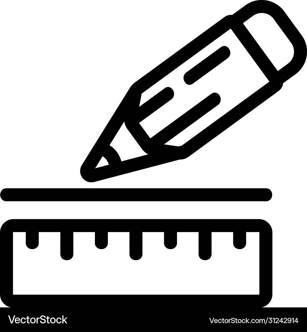 Drawing line under ruler with simple pencil icon Drawing line under ruler with simple pencil icon vector image