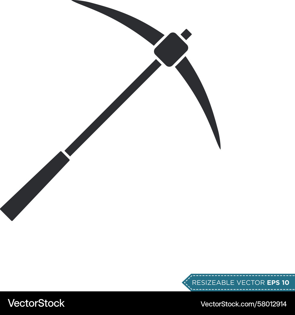 Flat Pickaxe Icon - Mining Tool Vector Image