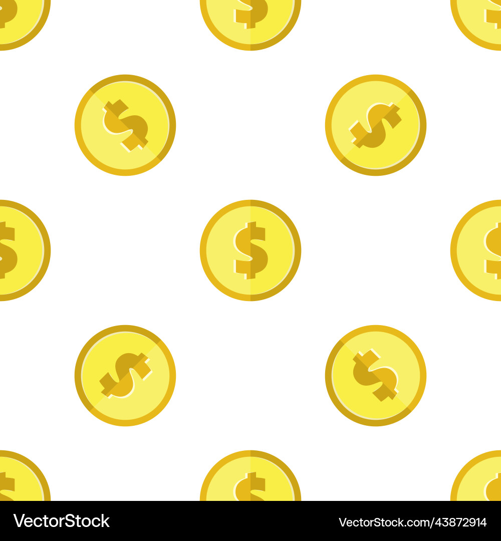 Golden coins with dollar sign seamless pattern Vector Image