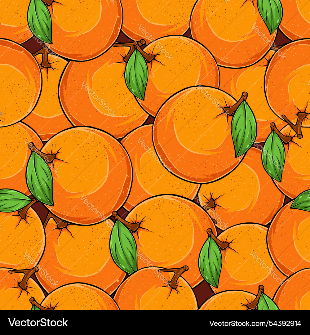Hand drawn seamless pattern of multiple oranges vector image