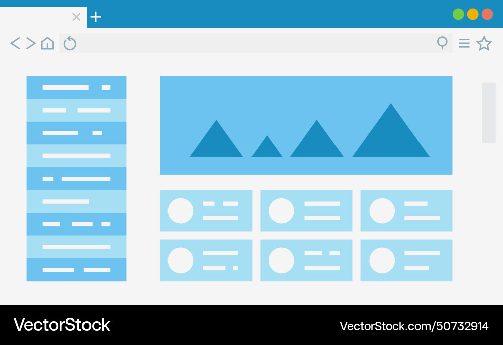 Interface wireframe website in browser webpage Interface wireframe website in browser webpage vector image