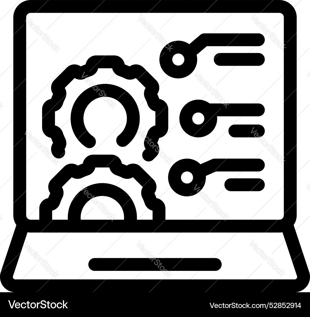 Laptop showing software development process vector image