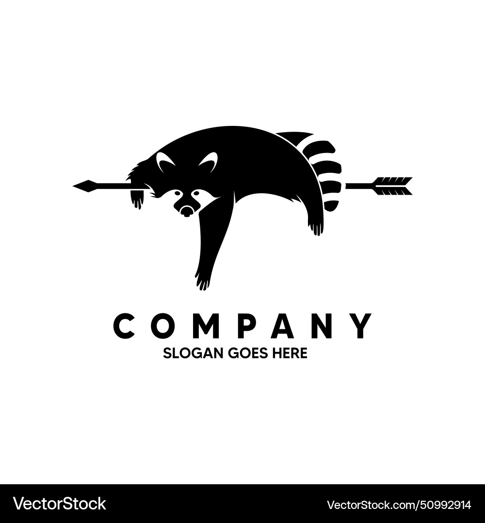 Lazy racoon with arrow logo suitable for any Lazy racoon with arrow logo suitable for any Vector Image