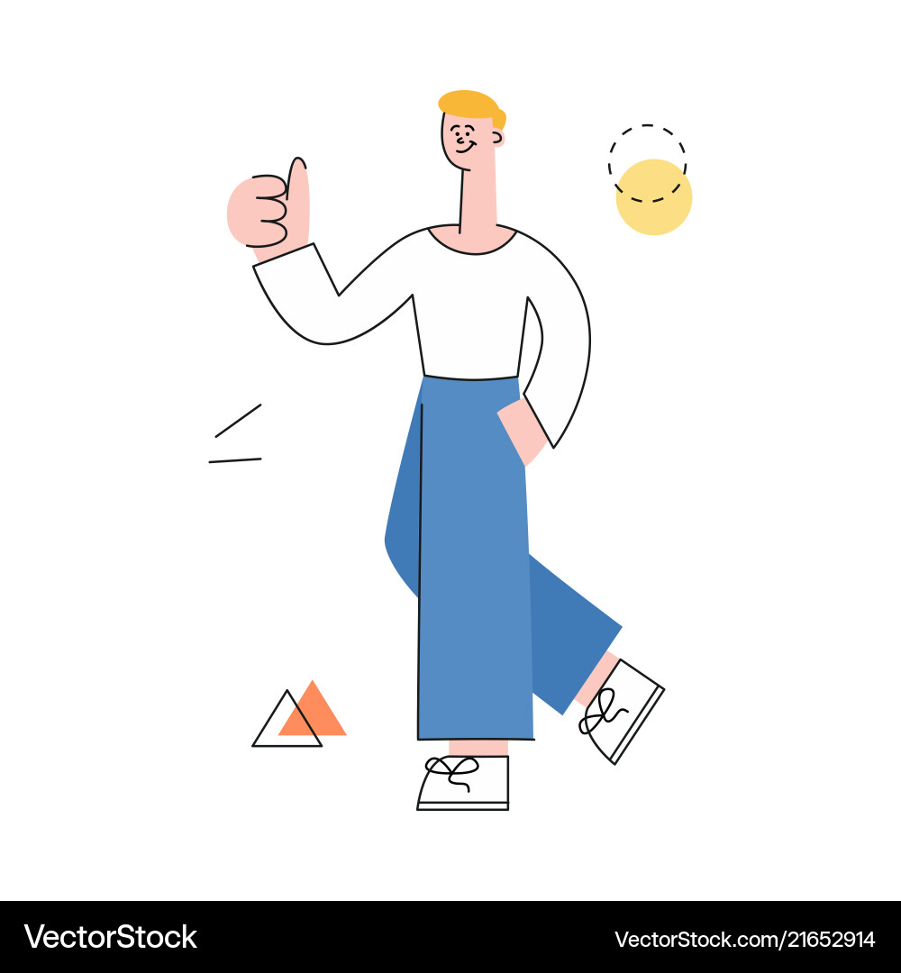 Man with notebook showing thumbs up vector image