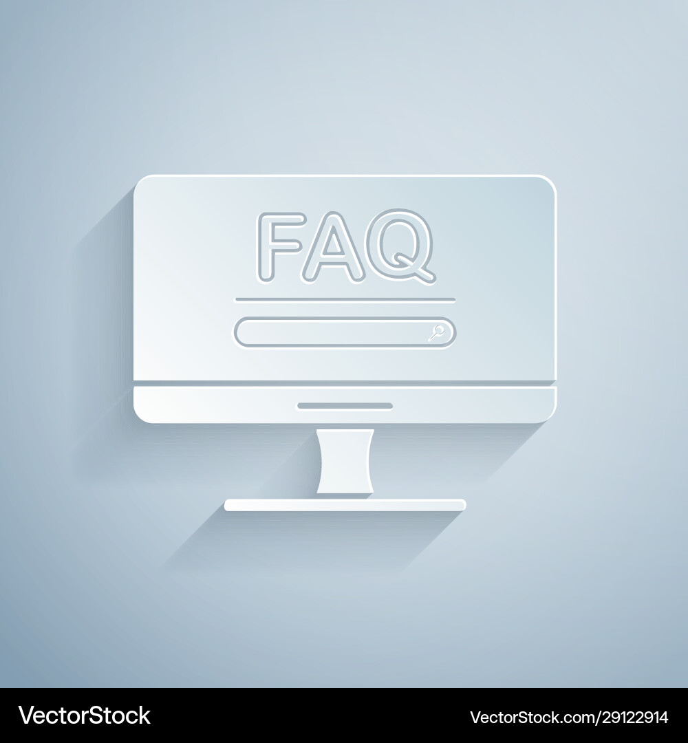 Papierschnitt Computermonitor mit Text faq Papierschnitt Computermonitor mit Text faq vektorbild