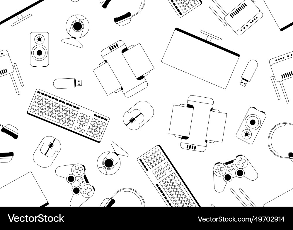 Pattern with computer equipment gaming technology Pattern with computer equipment gaming technology vector image