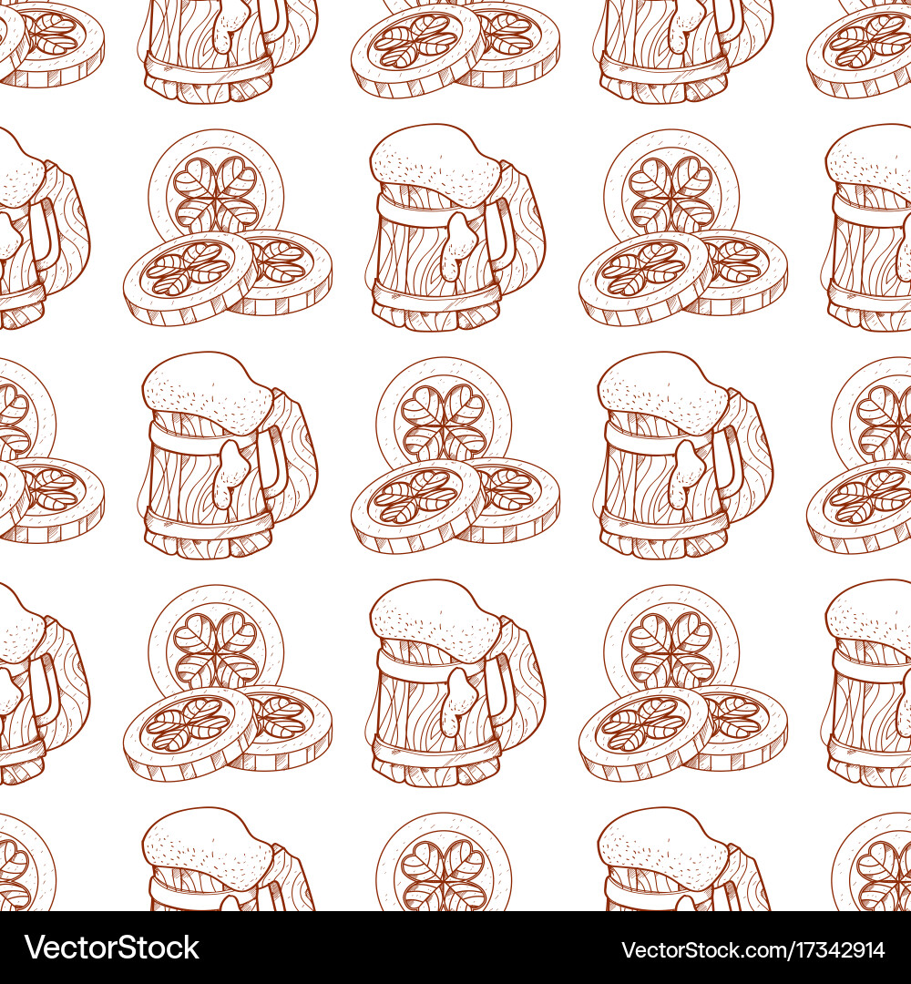 Seamless pattern coins with the image of clover vector image