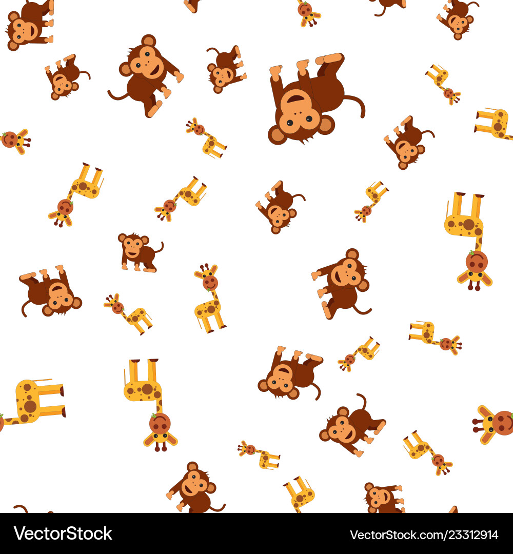 Seamless pattern of monkey and giraffe Seamless pattern of monkey and giraffe vector image
