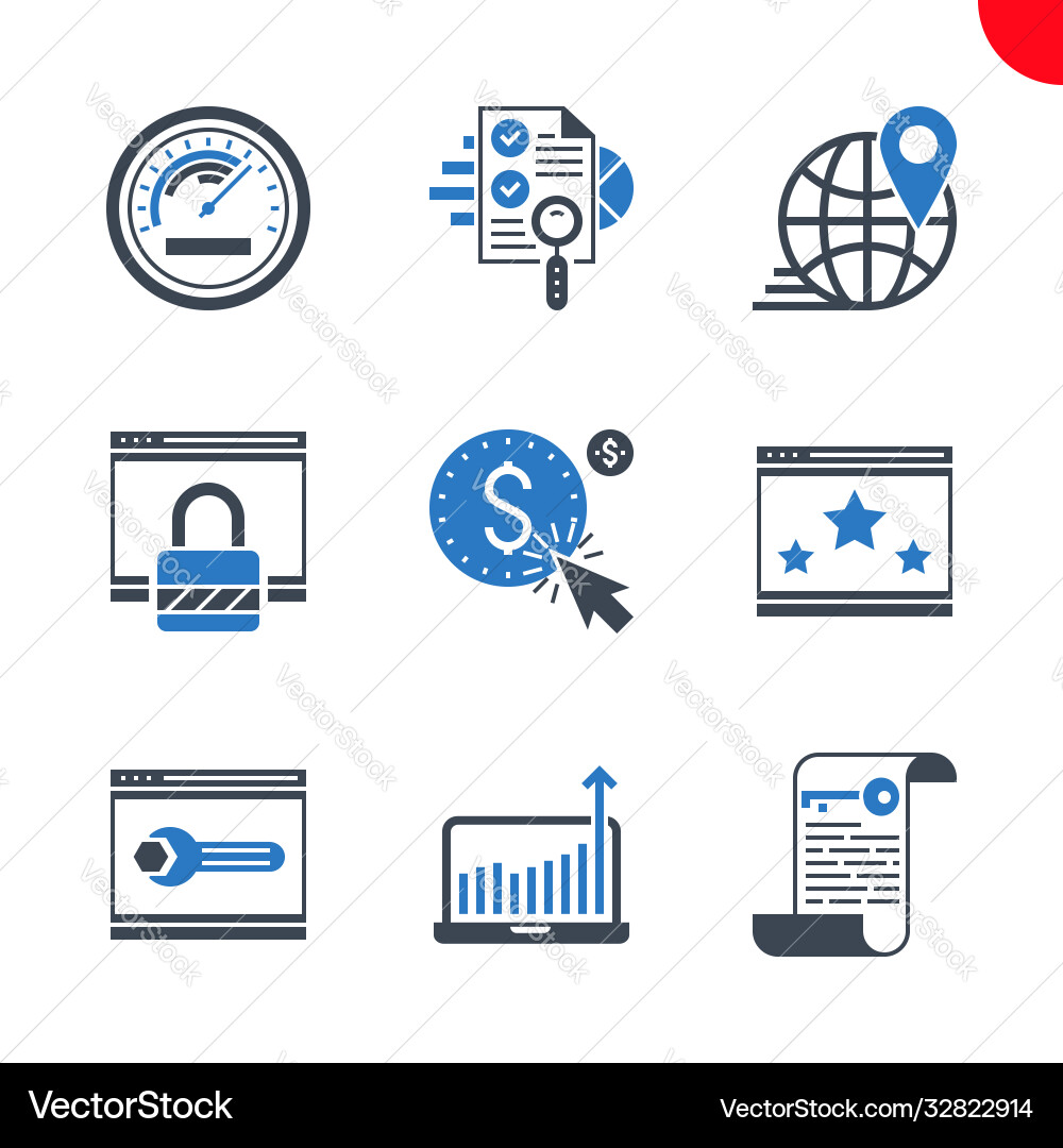 Seo and web opimization icons set Vector Image