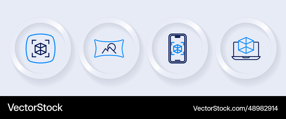 Set line 3d modeling wide angle picture and icon Vector Image