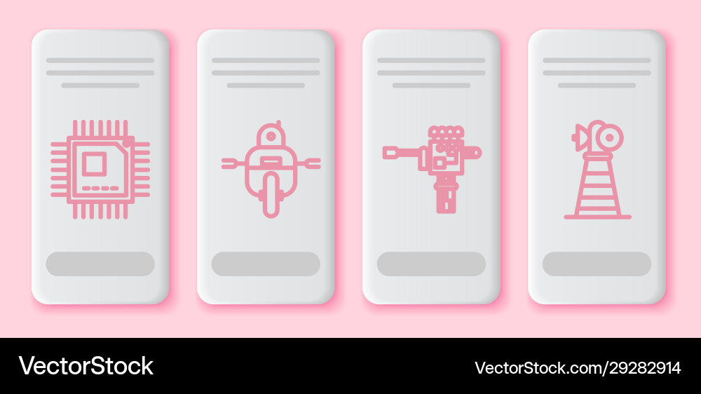 Set line processor with microcircuits cpu robot Set line processor with microcircuits cpu robot vector image