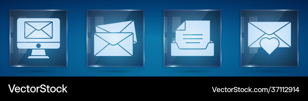 Set monitor and envelope drawer Vector Image