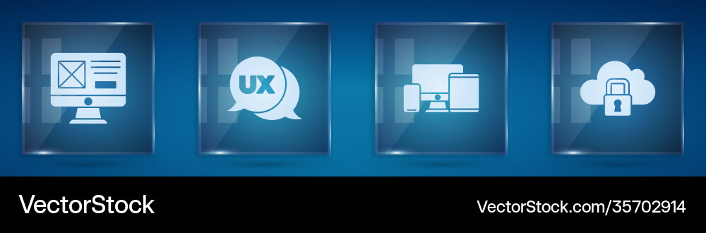 Set ui or ux design monitor mobile tablet Vector Image