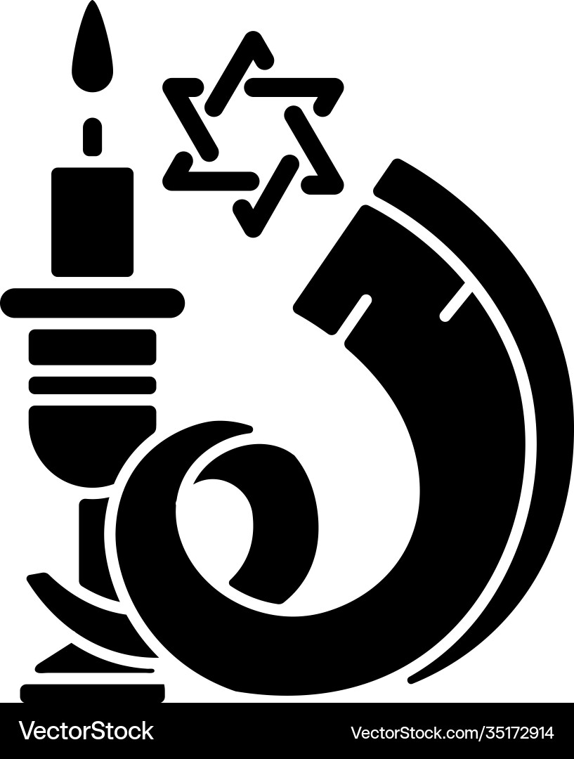 Shofar Black Glyph - Jüdisches Horn Vektorbild