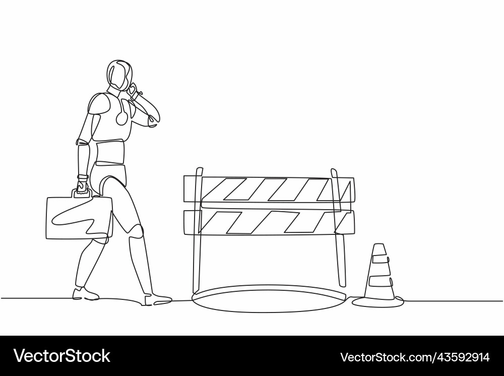 Single continuous line drawing robot talking Single continuous line drawing robot talking vector image