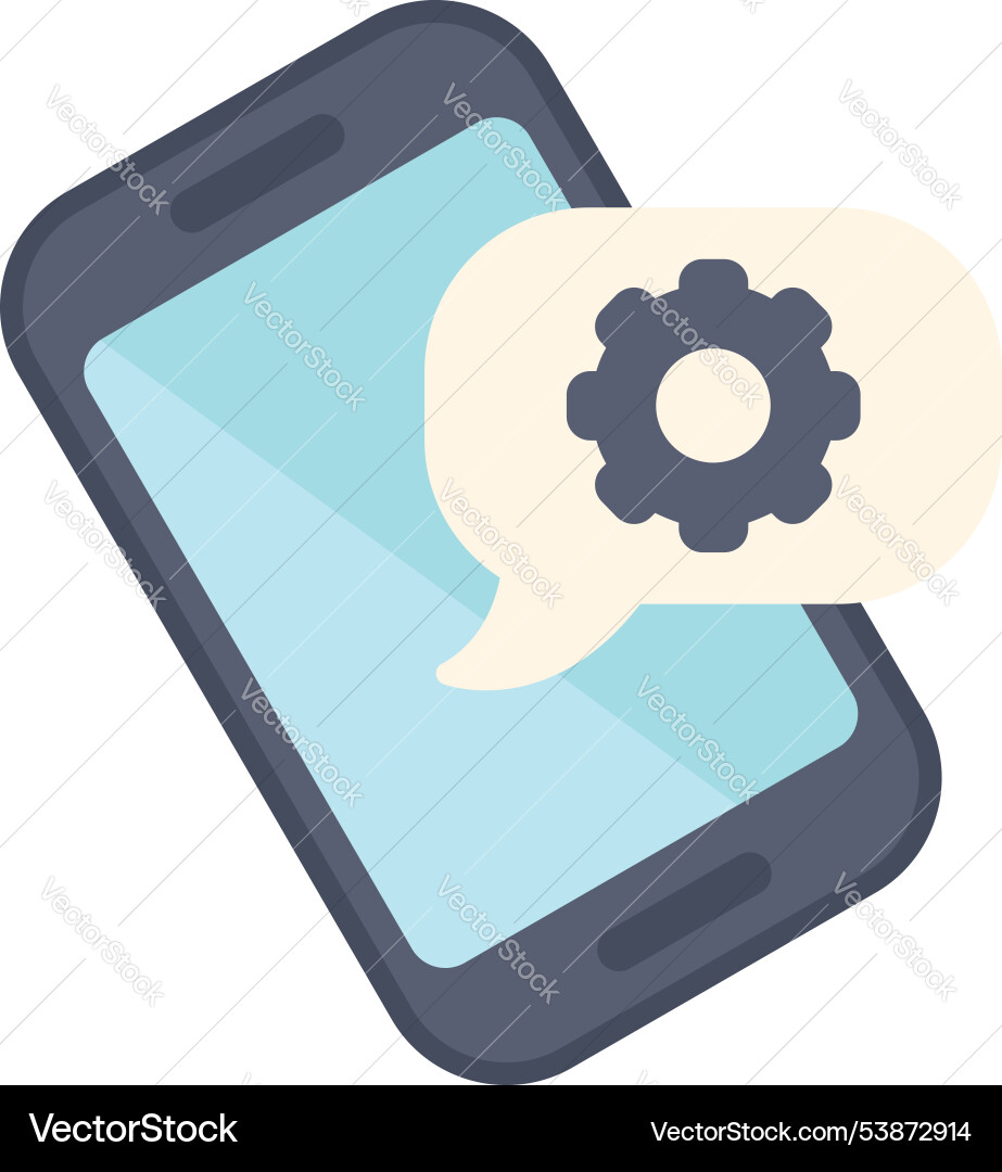 Smartphone showing settings configuration speech Smartphone showing settings configuration speech vector image