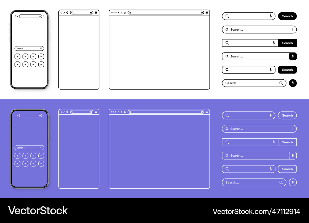 Smartphone web browser internet page window Smartphone web browser internet page window Vector Image