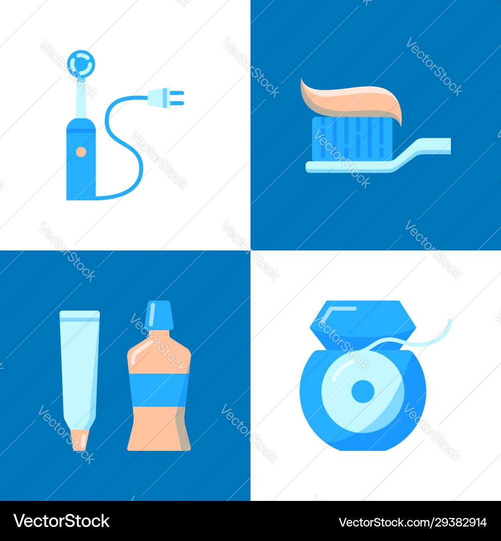 Teeth hygiene icon set in flat style Teeth hygiene icon set in flat style vector image