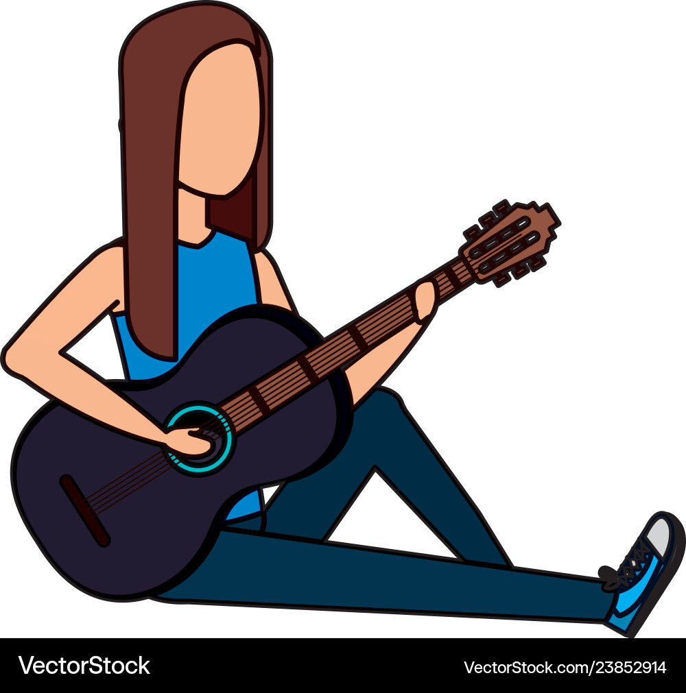Woman playing acoustic guitar Woman playing acoustic guitar vector image